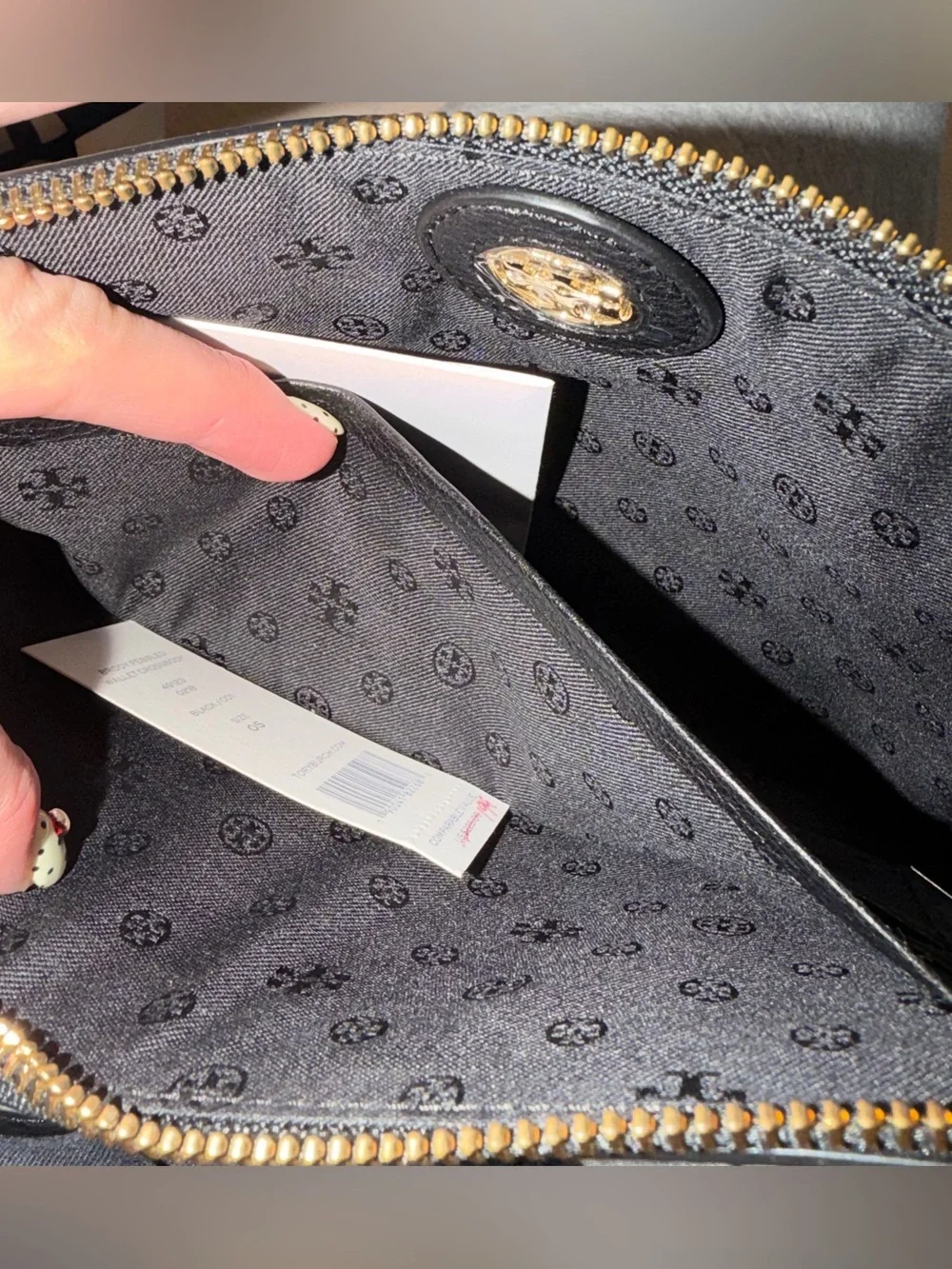 Tory Burch Black Pebbled Leather Wallet Crossbody New